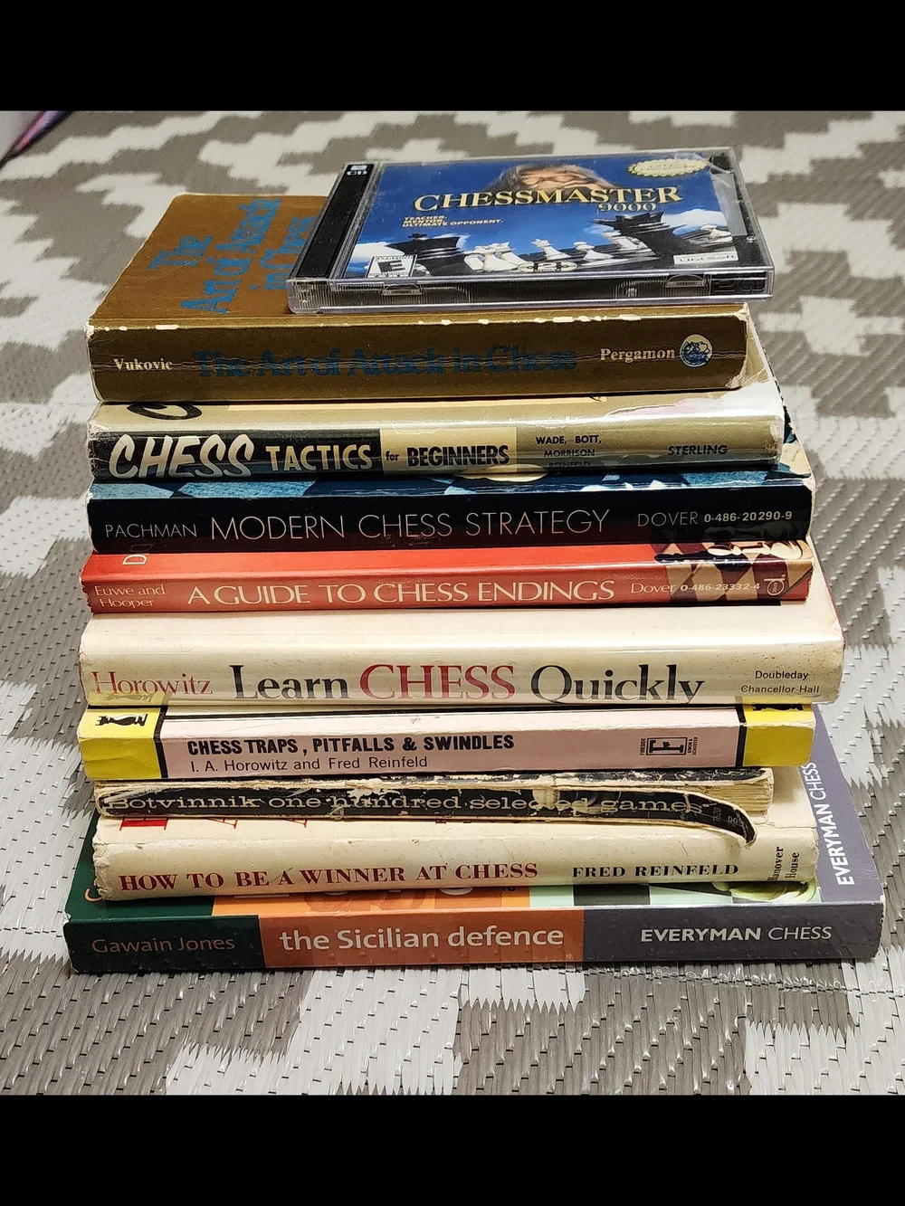 Vintage Chess Collection Bundle: 9 Classic Strategy Books + Chessmaster 9000 PC
